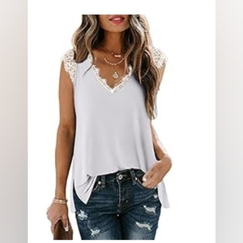 NWT | Lace Sleeveless Women's Top | White | Size 2X